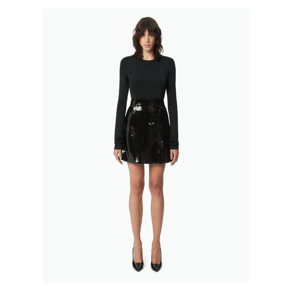 Nina Ricci Zwarte Paillet Mini Rok Black Dames