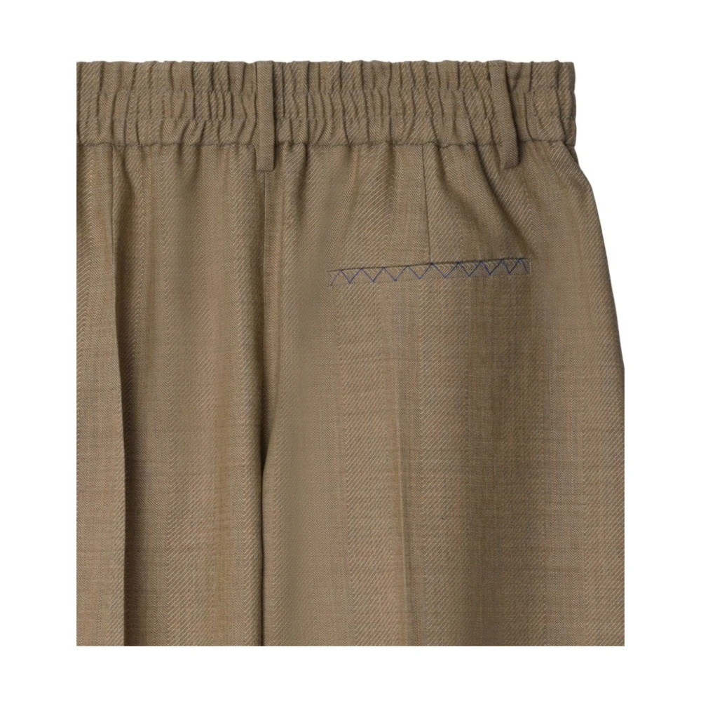 Burberry Herringbone Wool Trousers Beige Heren