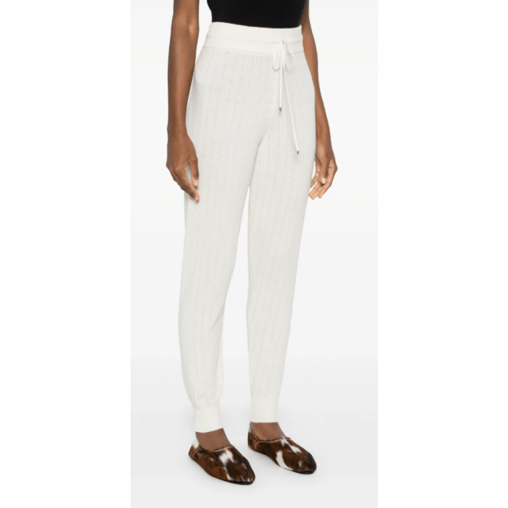 Ermanno Scervino Witte Pointelle-Gebreide Broek met Strepen White Dames
