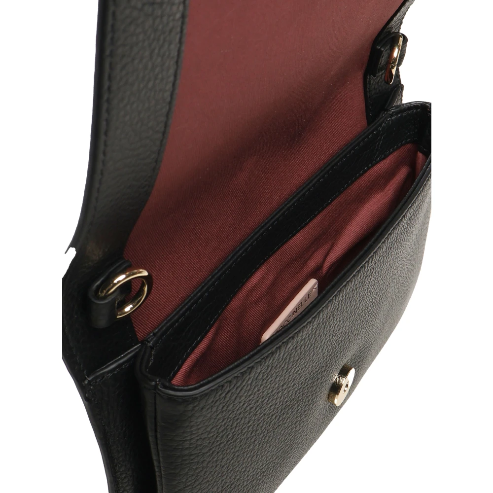 Coccinelle Zwarte Leren Schoudertas met Magneetsluiting Black Dames