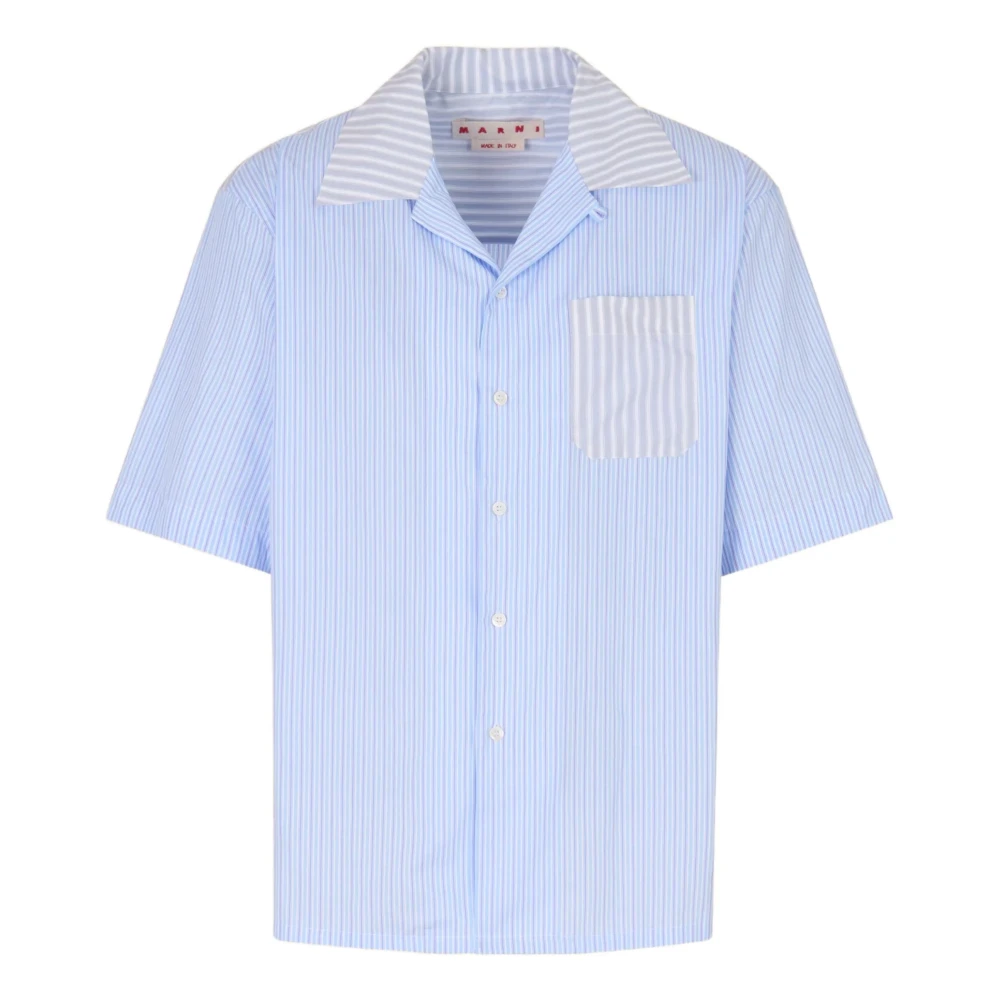 Marni Men's Blue Striped Shirt - Short Sleeve Shirts - L - Shirts