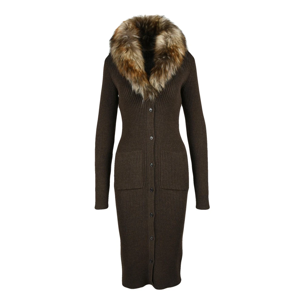 Saint Laurent Lange Knitwear Brown Dames