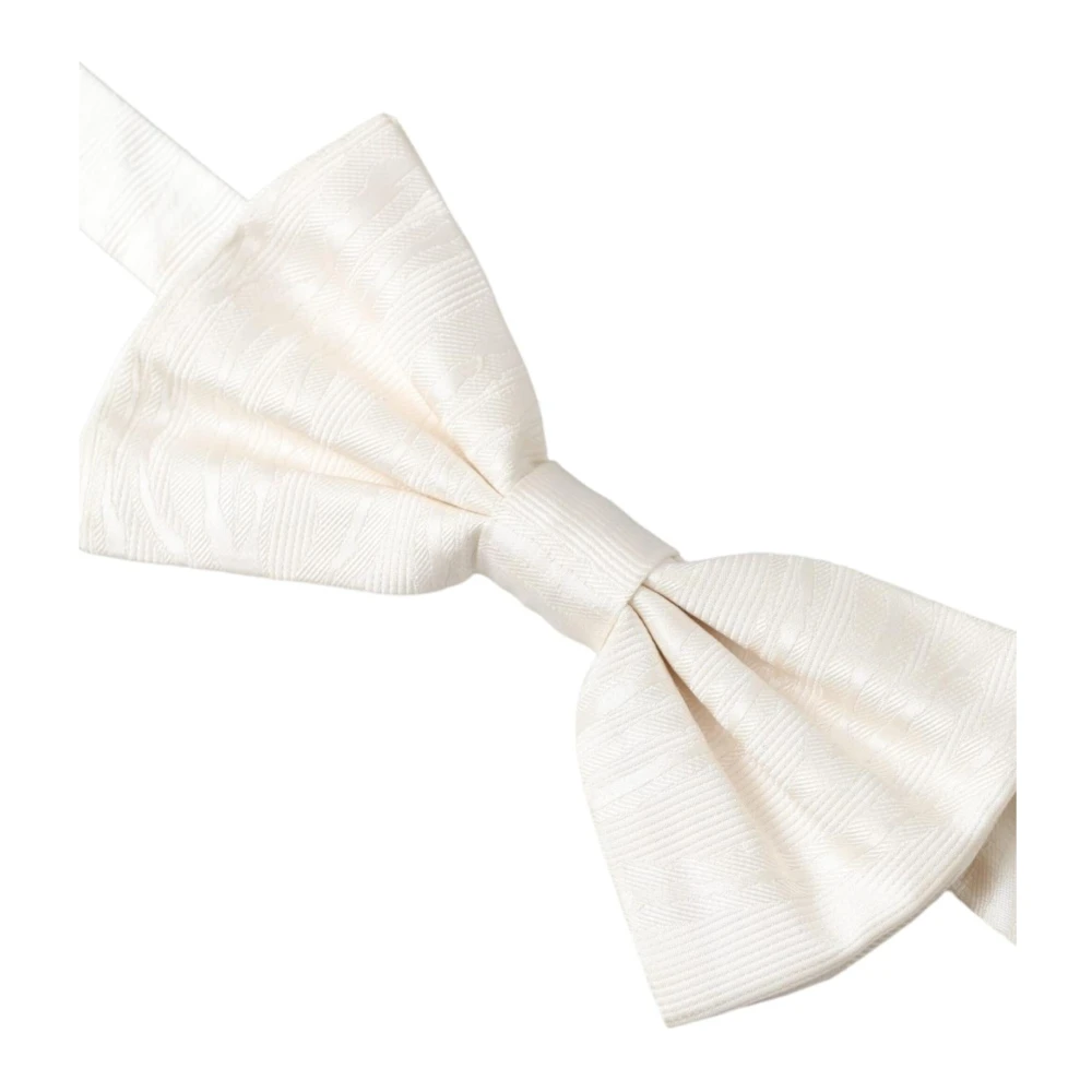 Dolce & Gabbana Zijden Jacquard Verstelbare Strik White Heren
