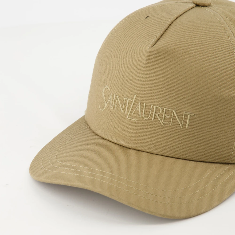 Saint Laurent Geborduurde katoenen pet Beige Heren