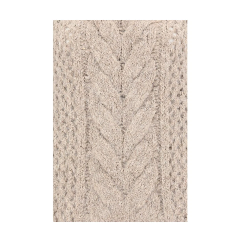 BRUNELLO CUCINELLI Geperforeerde Alpaca Pullover Oversized Fit Beige Dames