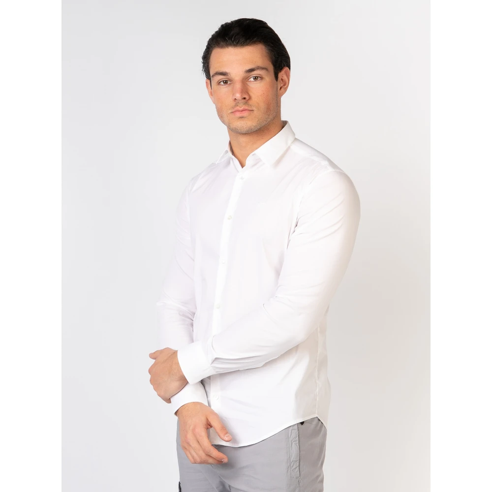 Emporio Armani Stretch getailleerd overhemd White Heren