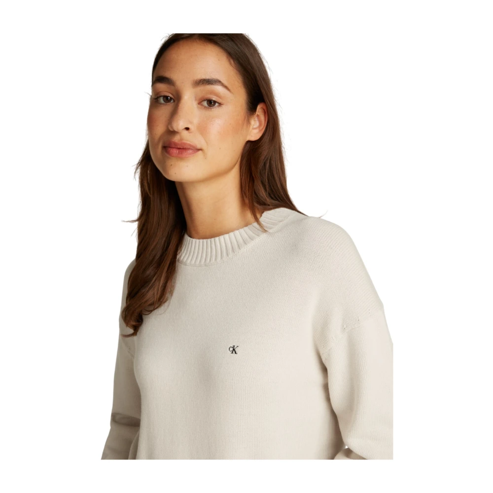 Calvin Klein Grijze trui met regeneratief katoen Beige Dames
