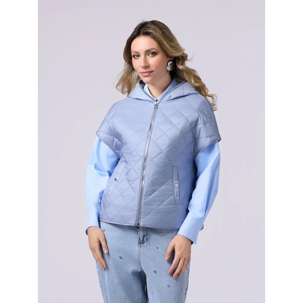 Oltre Gewatteerde cape met jersey voering Blue Dames