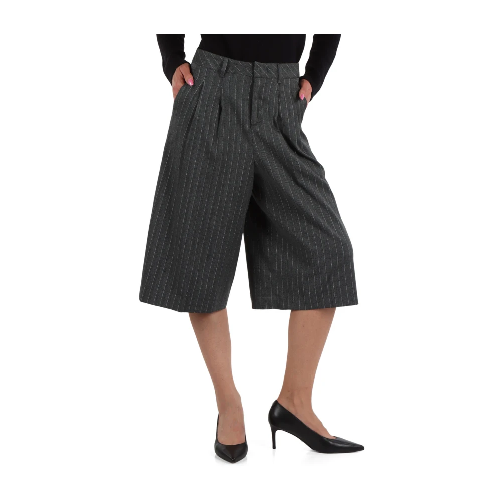 Liu Jo Gestreepte viscose lange broek Gray Dames