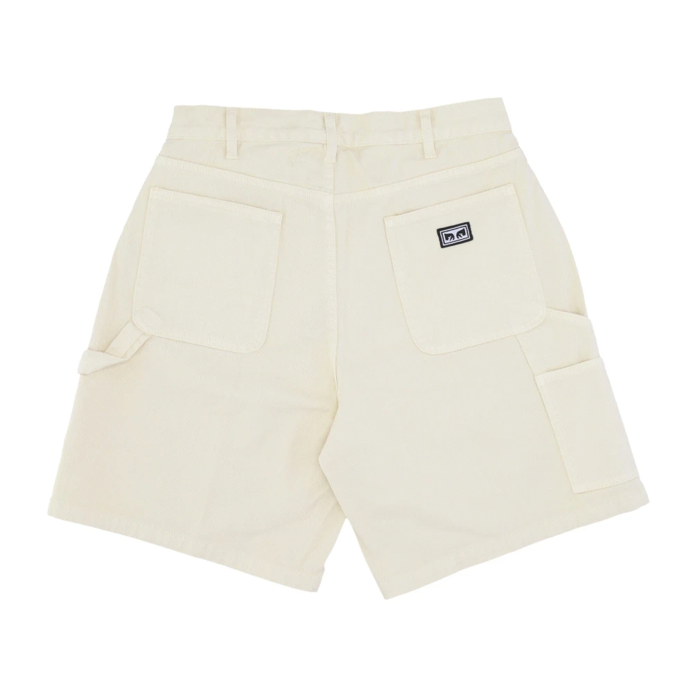 Obey Denim Timmerman Shorts Ongebleekte Jeans Beige Heren
