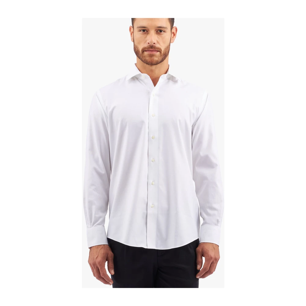 Brooks Brothers Witte Regular Fit Non Iron Stretch Katoenen