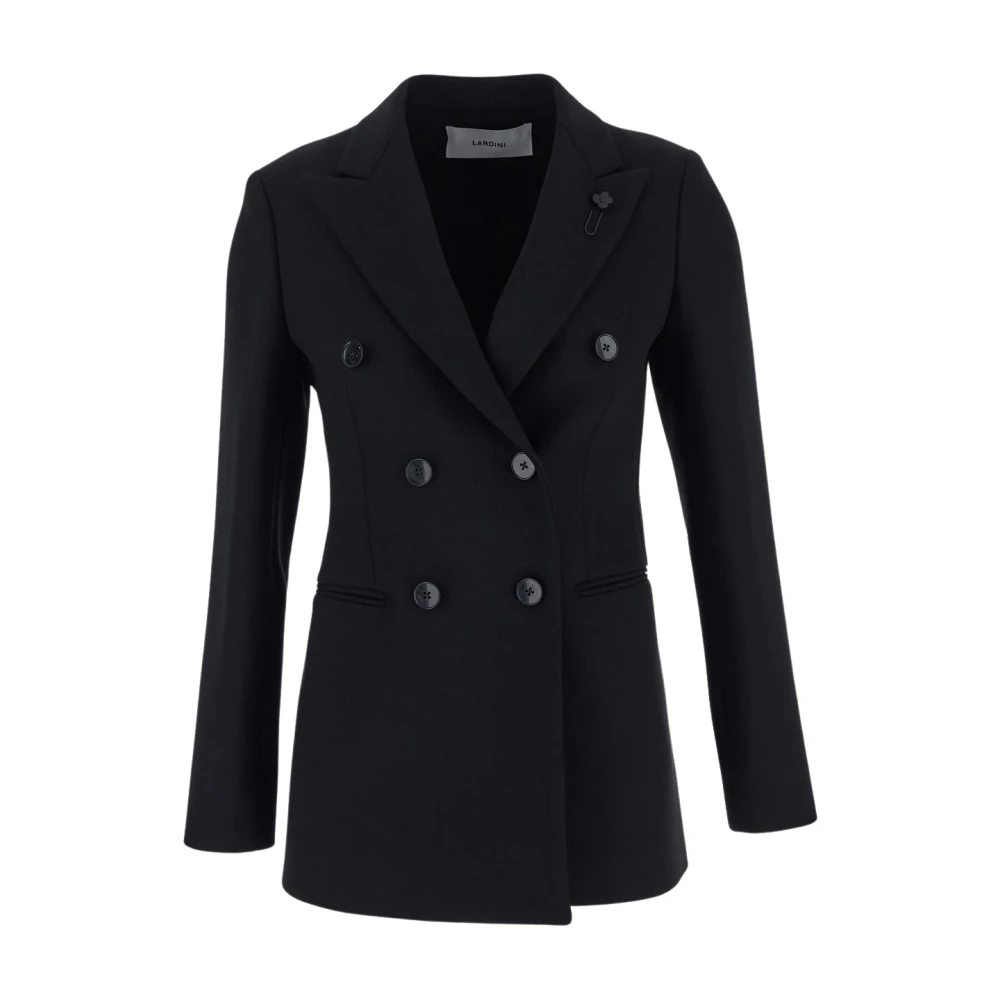 Lardini Dubbelrijige wollen jas Black Dames