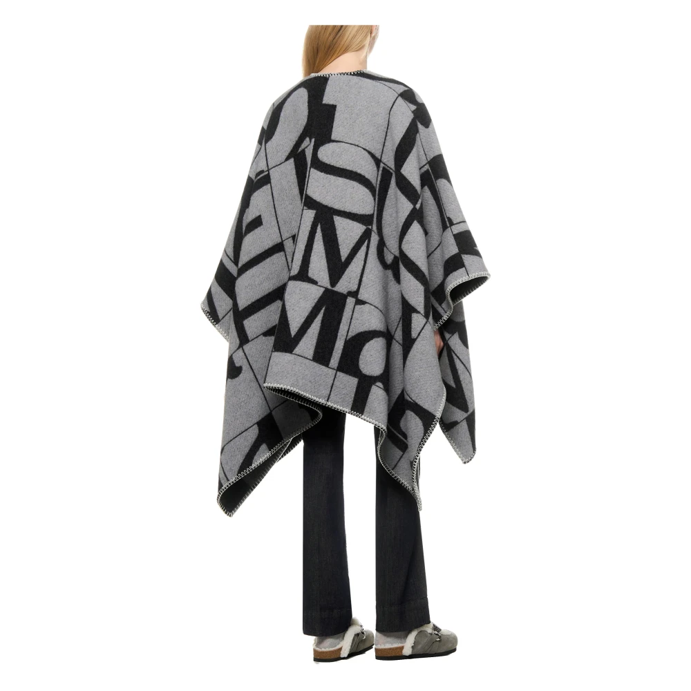 Max Mara Omkeerbare Poncho Stijl Cape Grijs Gray Dames