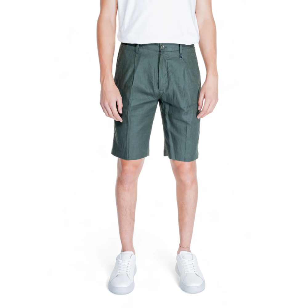 Antony Morato Men's Green Linen-Blend Zip Shorts For