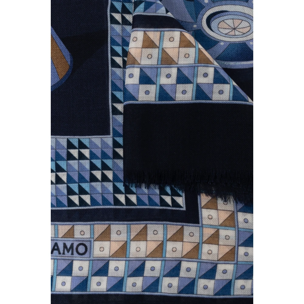 Salvatore Ferragamo Kasjmier sjaal met print Blue Dames