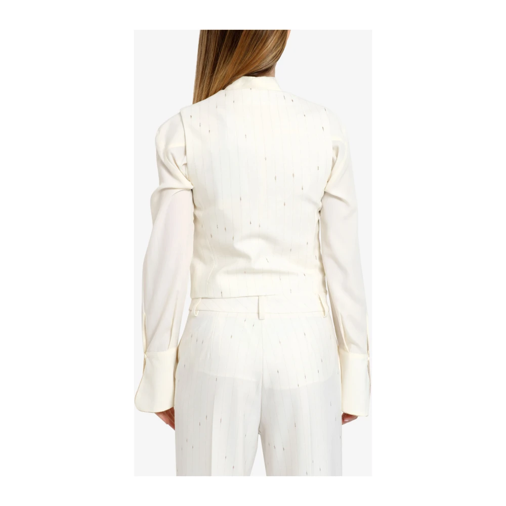 Simona Corsellini Gouden Pinstripe Wollen Jas White Dames