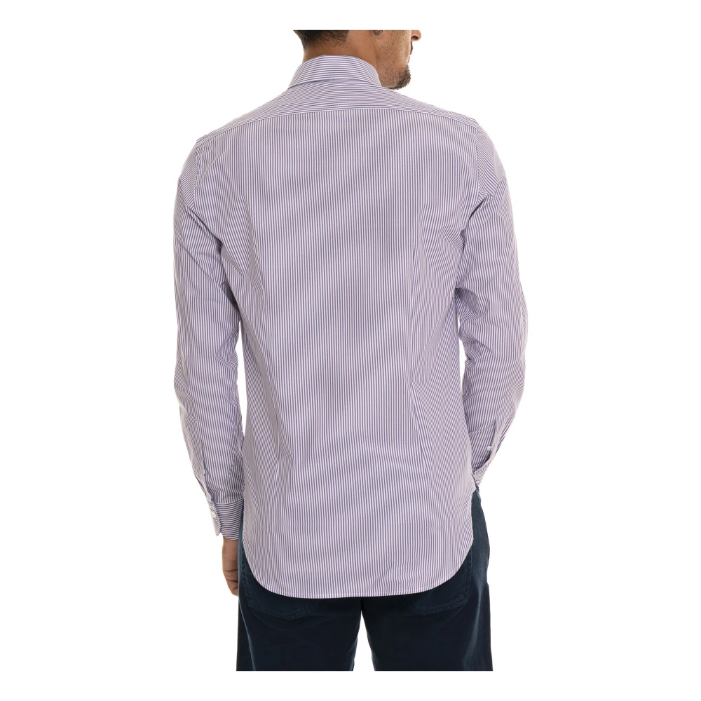 Càrrel Gestreept Button-Down Casual Overhemd Purple Heren