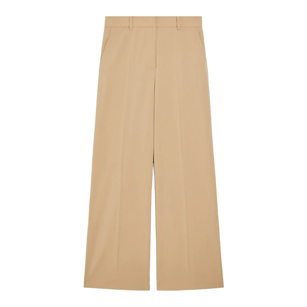 Max Mara Weekend Wollen Palazzo Broek met Franse Tas Beige Dames