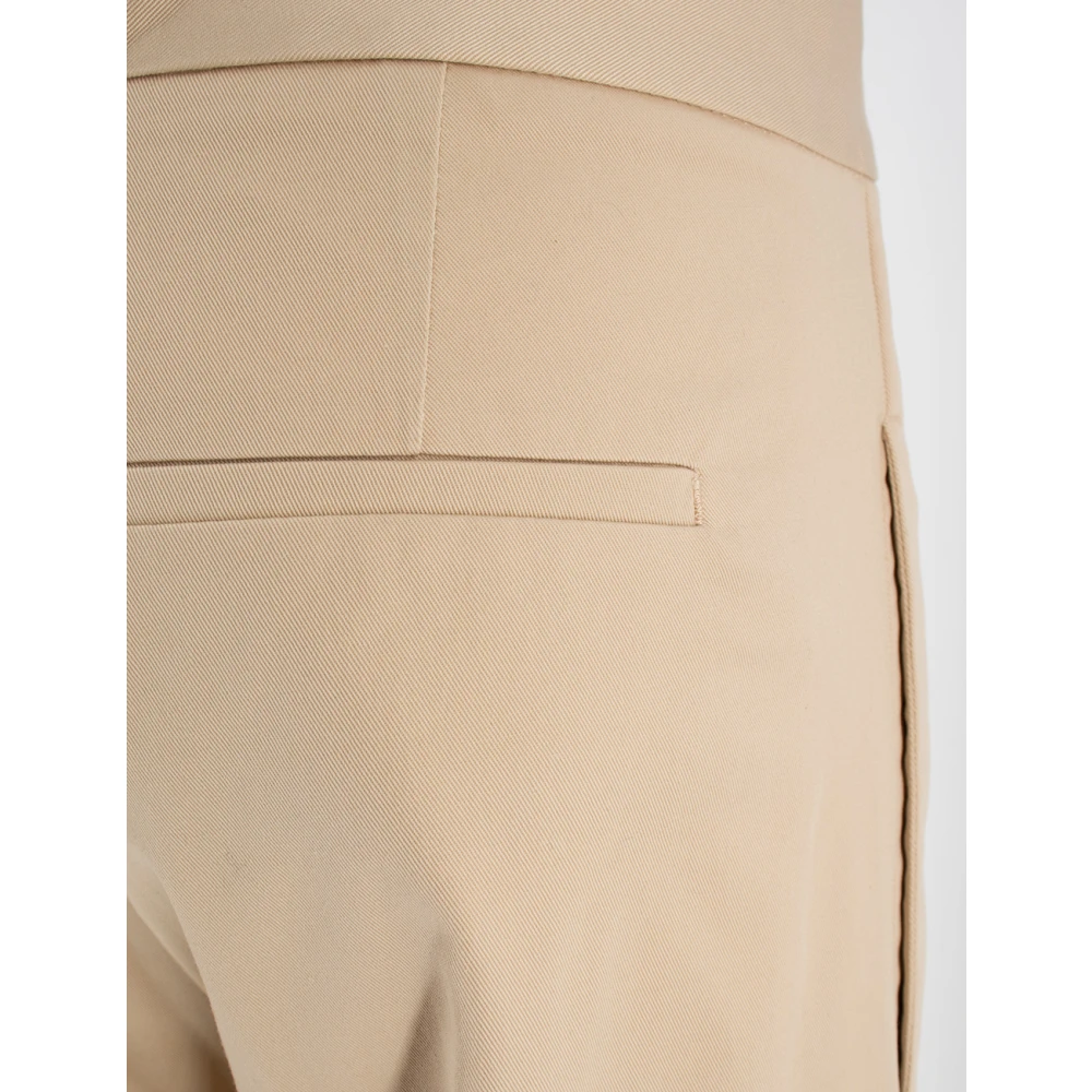 Fabiana Filippi Hoge Taille Katoenen Gabardine Broek Beige Dames
