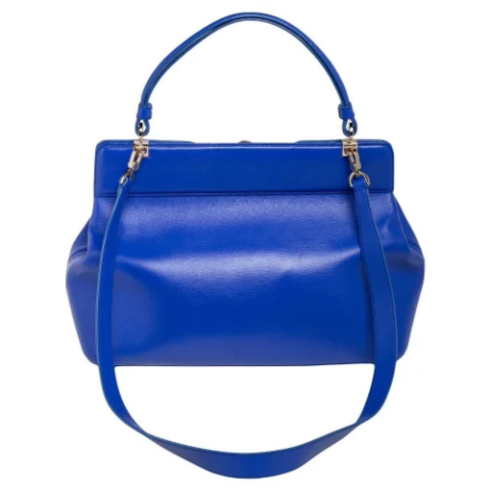 Bvlgari Vintage Pre-owned Leather handbags Blue Dames