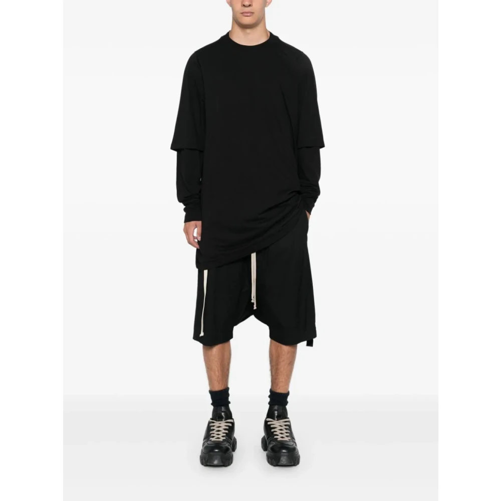 Rick Owens Dubbele Laag Katoenen T-shirt Zwart Black Heren