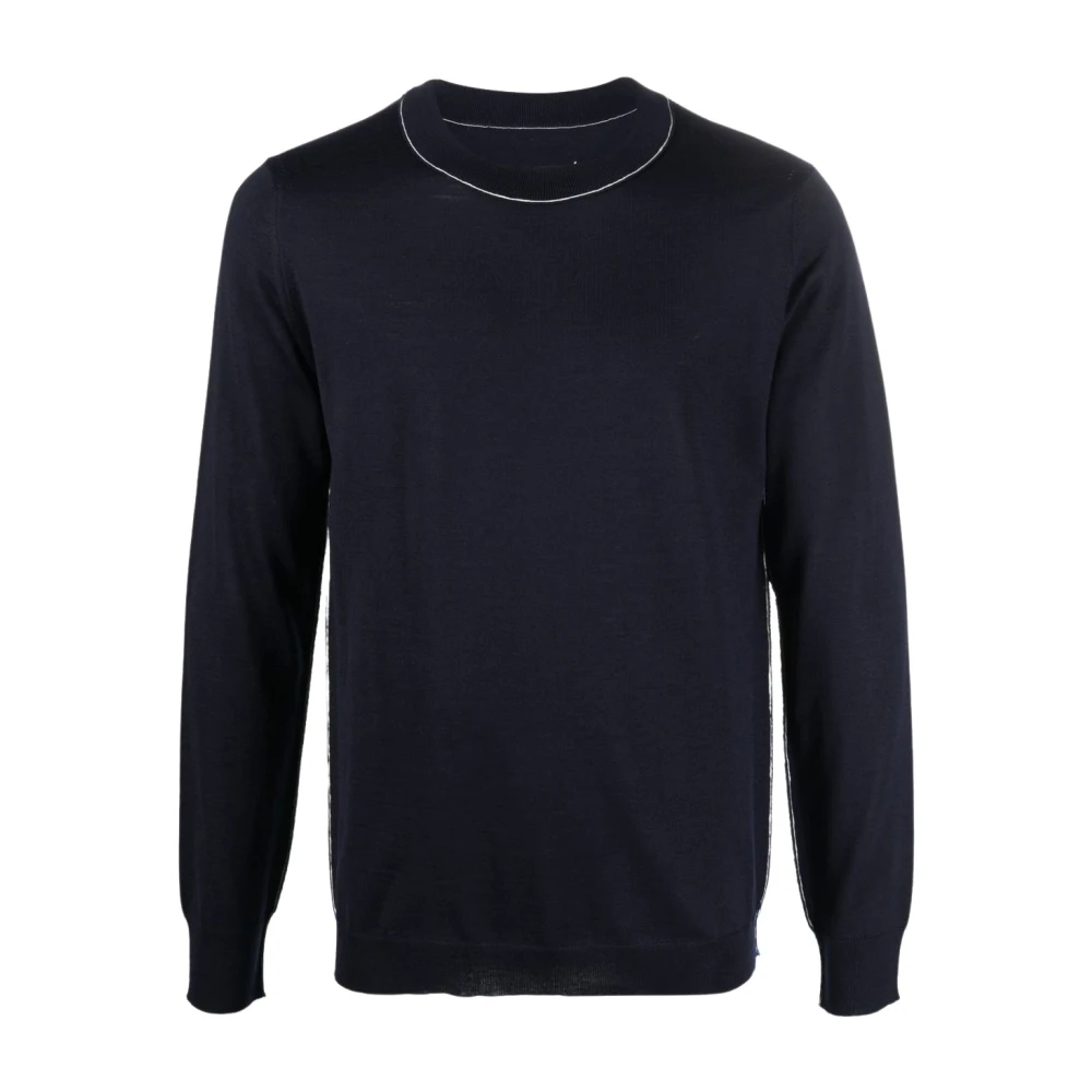 Maison Margiela Men's Blue Four-Stitch Crewneck Sweater