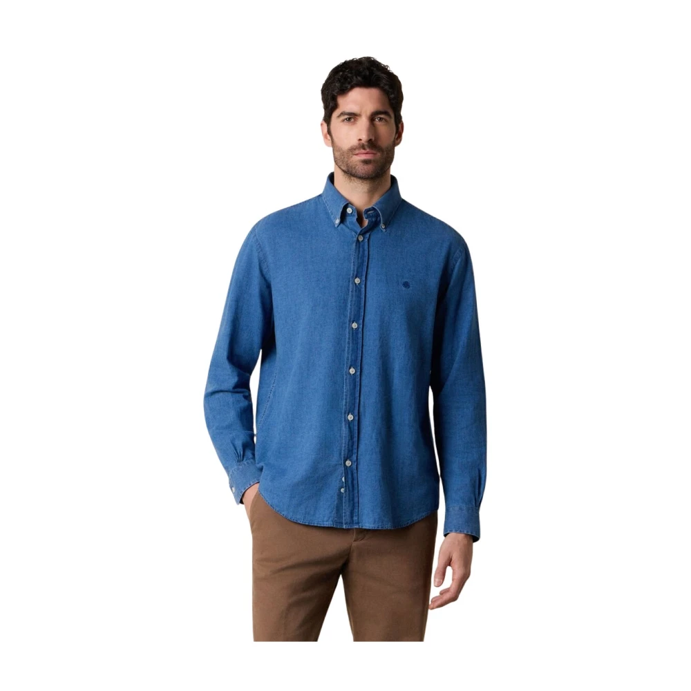 Brooks Brothers Men's Blue Denim Shirts, S, Regular Fit Denim Shirt With Button Down Collar