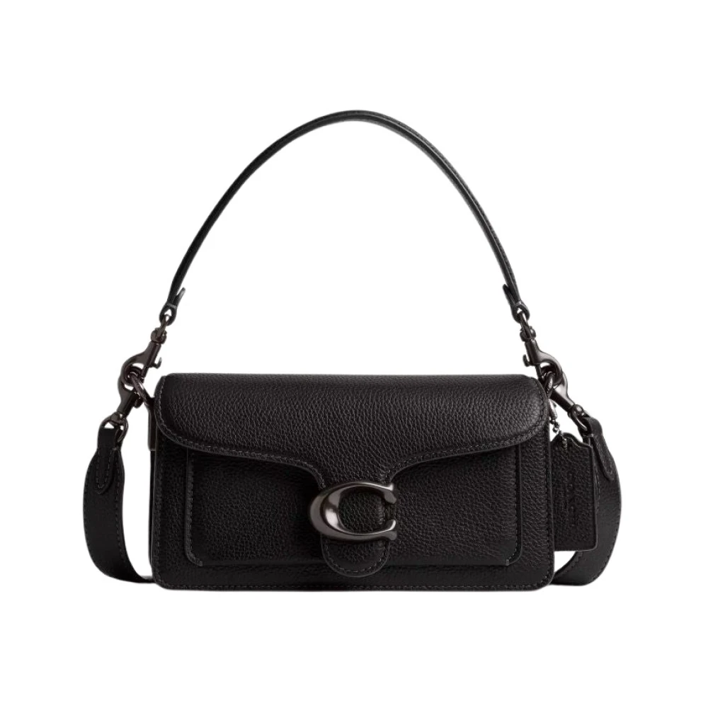 Coach Elegante zwarte leren schoudertas Black Dames