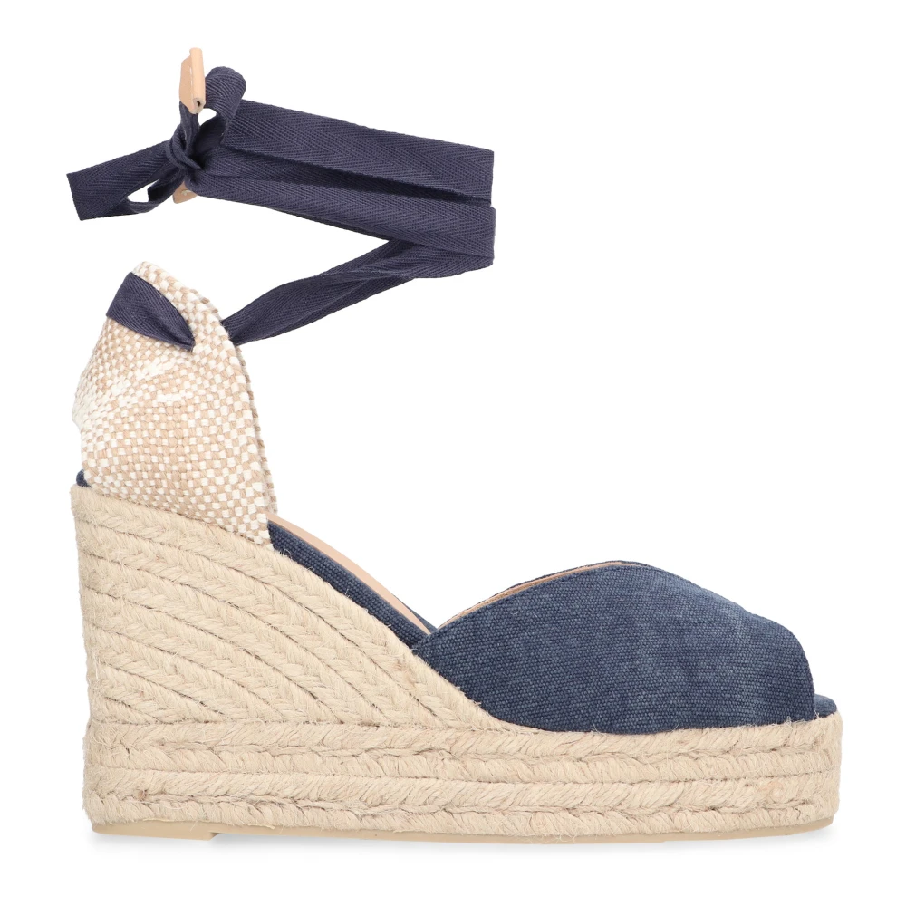 Castañer Jute Wedge Espadrilles med Snörning Ankelspänne Blue, Dam