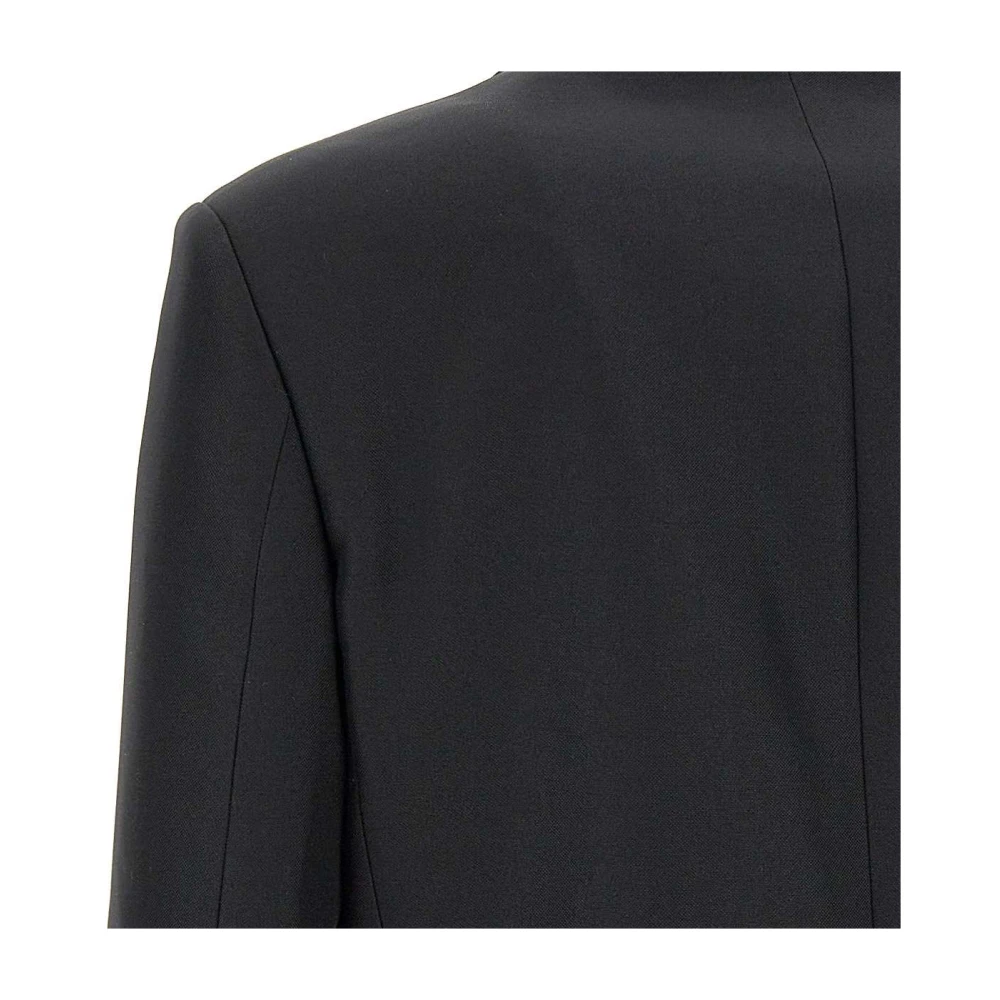 Versace Jeans Couture Zwarte Crepe Blazer met Logo Knopen Black Heren