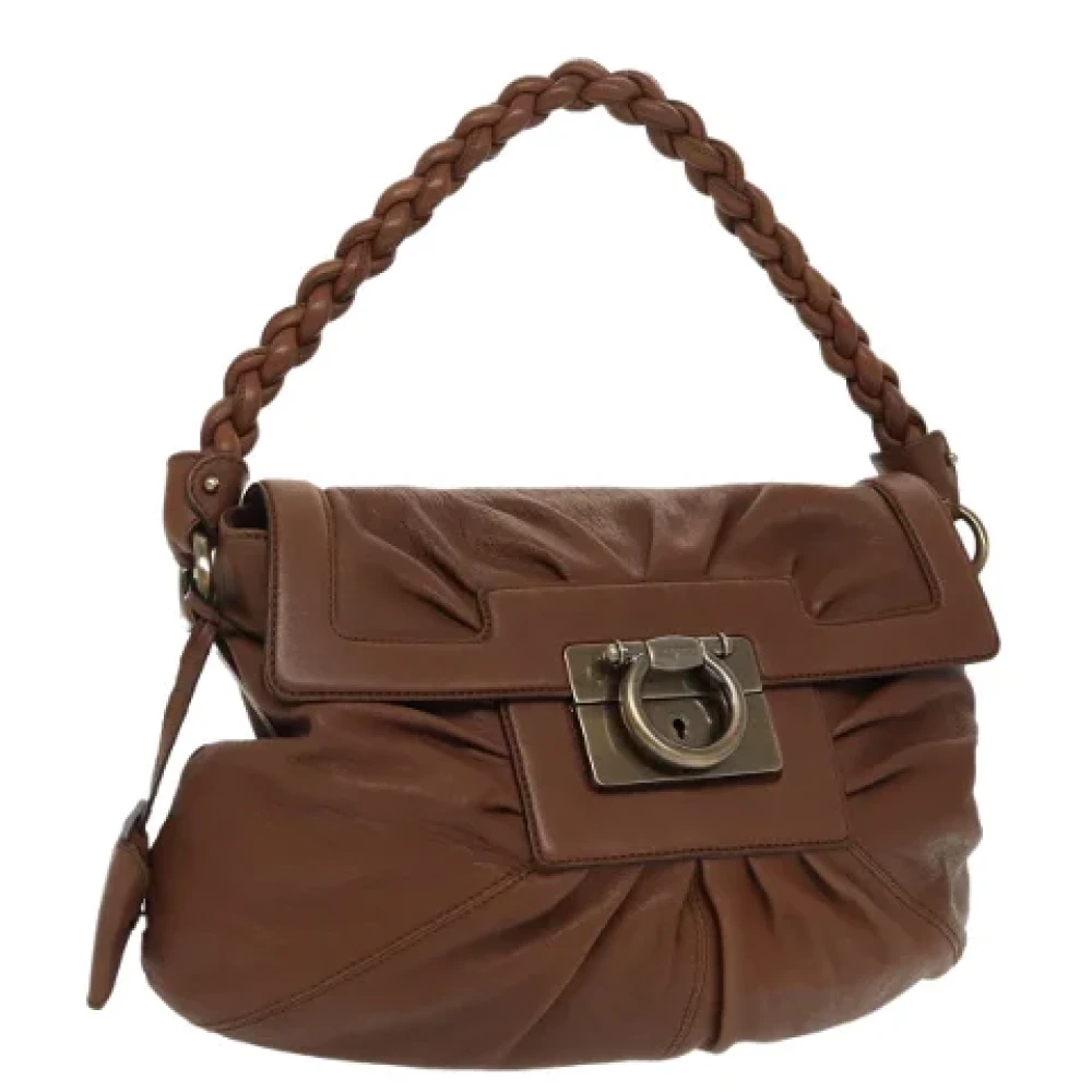 Salvatore Ferragamo Pre-owned Leather shoulder-bags Brown Dames