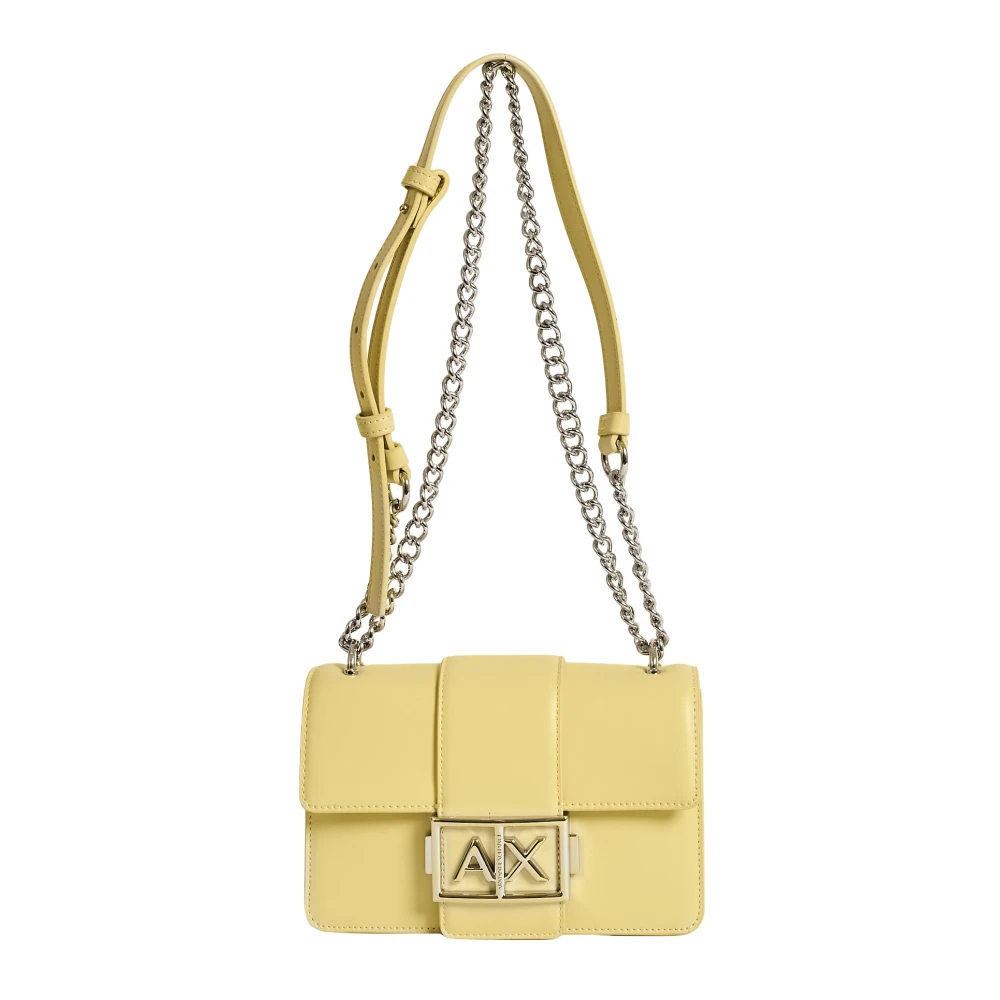 Armani Exchange Donna Giallo Borsa A Spalla Con Logo In Metallo