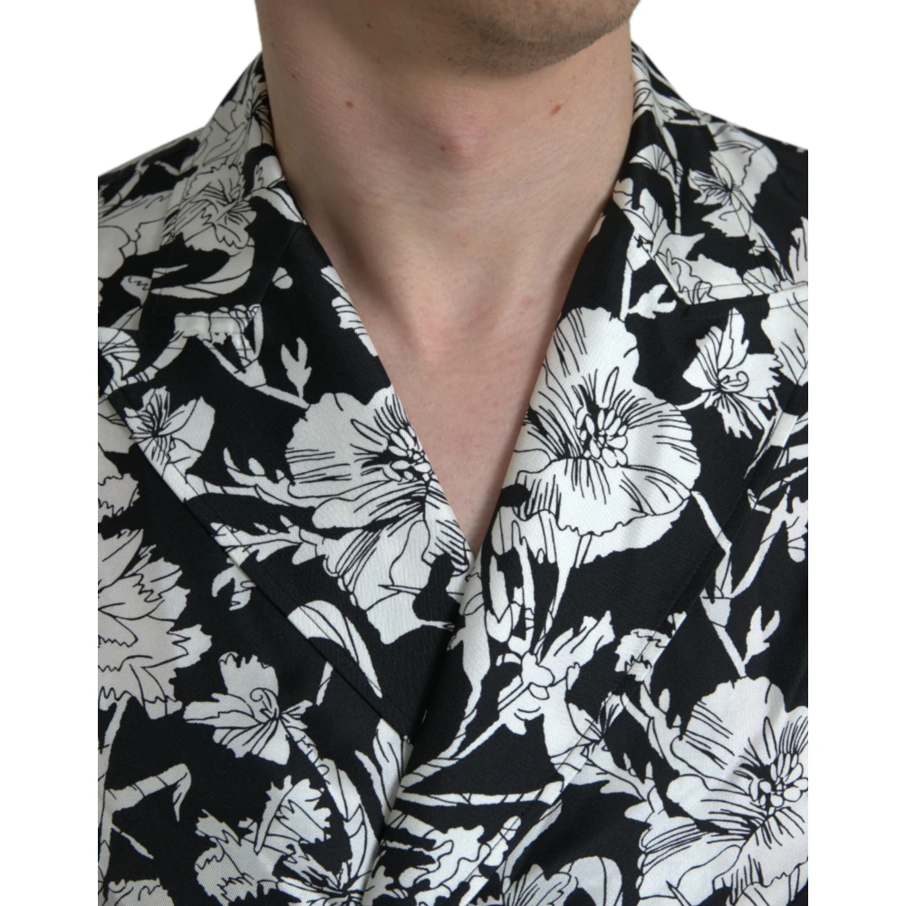 Dolce & Gabbana Zwart Wit Bloemen Button Down Shirt Multicolor Heren