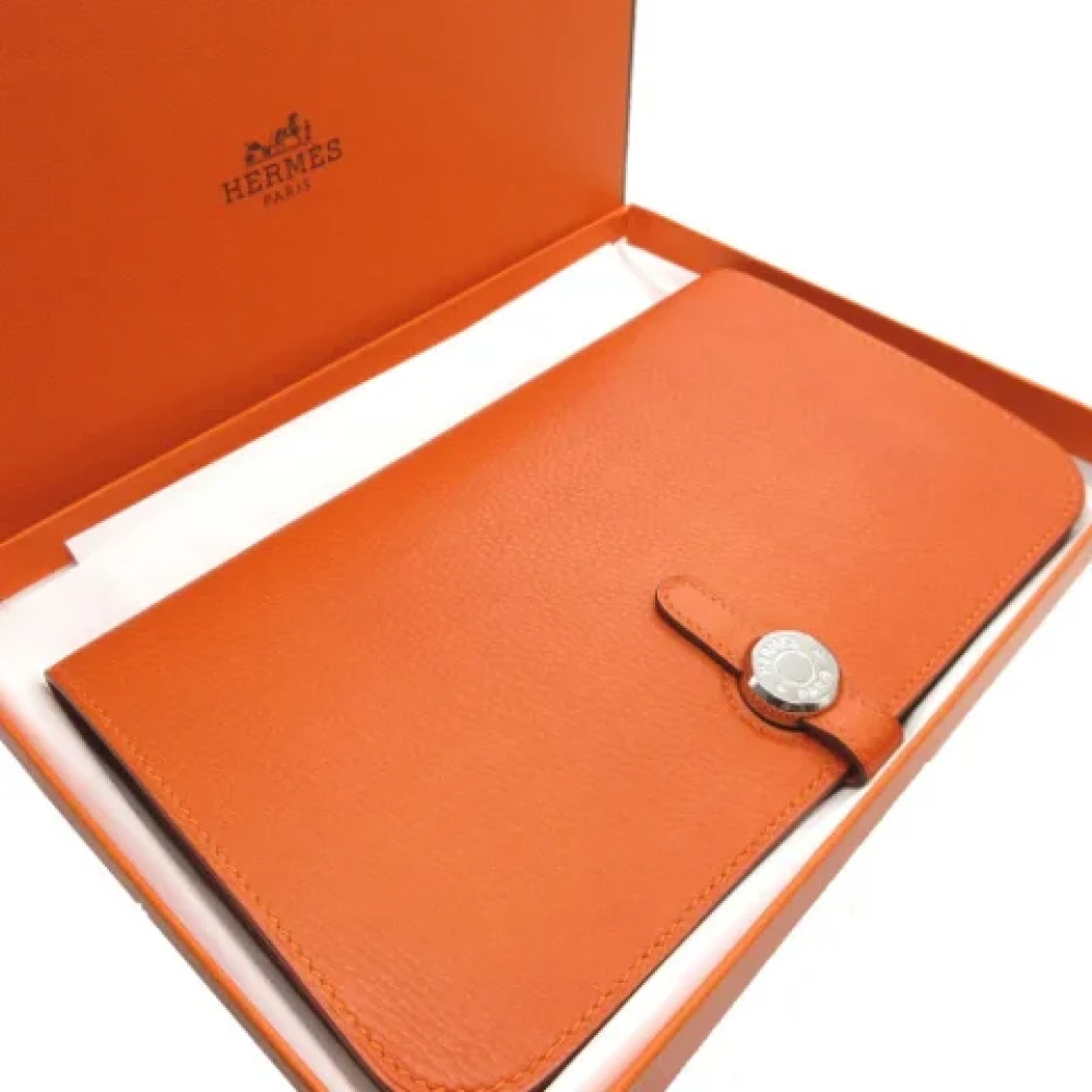 Hermès Vintage Pre-owned Leather wallets Orange Dames