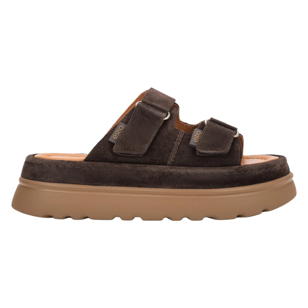 Estro Brown Platform Slides - Female - Sliders - 4 Uk - Shoes