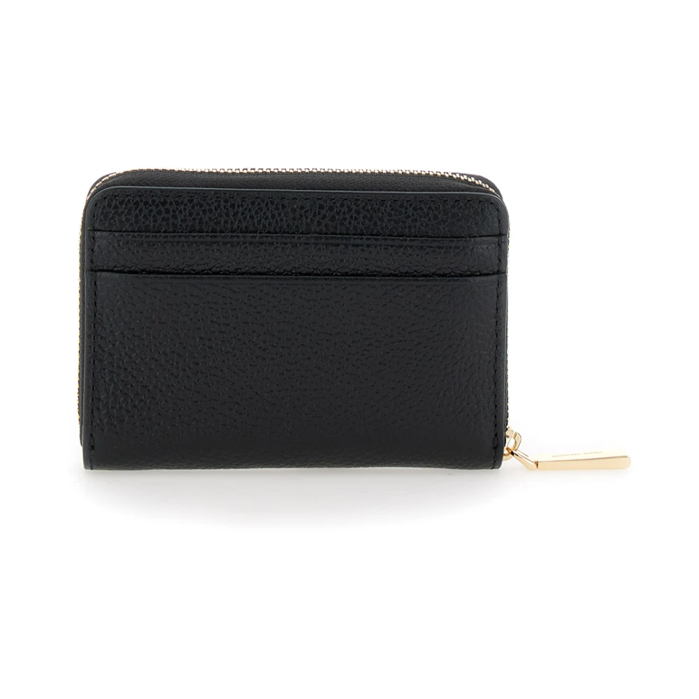 Michael Kors Zwarte leren portemonnee met gouden hardware Black Dames