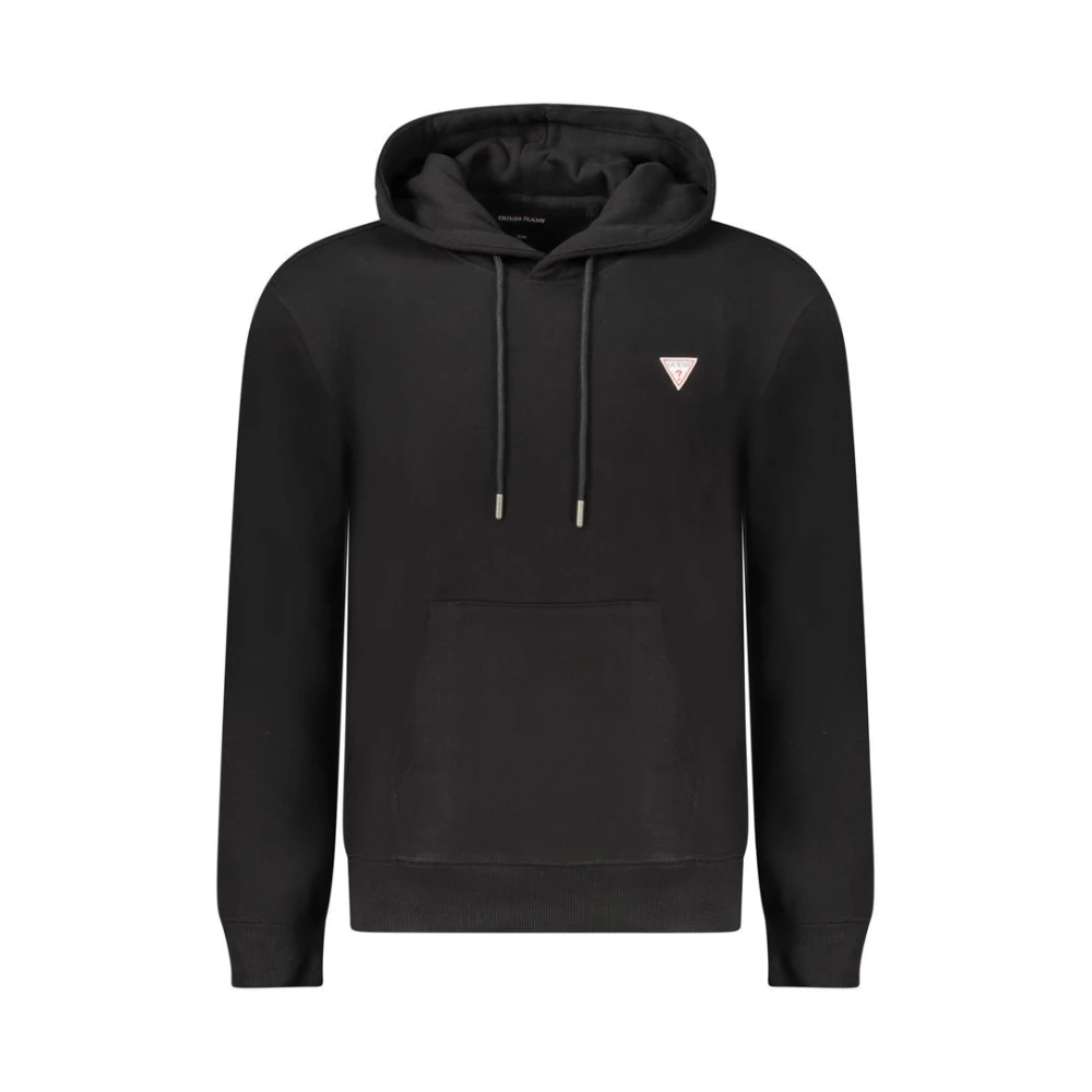 Guess Men's Black Cotton Hooded Sweatshirt With Logo - Hoodies - M - Sweatshirts & Hoodies