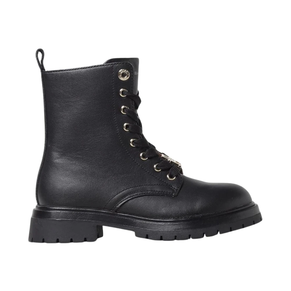 Tommy Hilfiger Unisex Black Stylish Lace-Up Ankle Boots