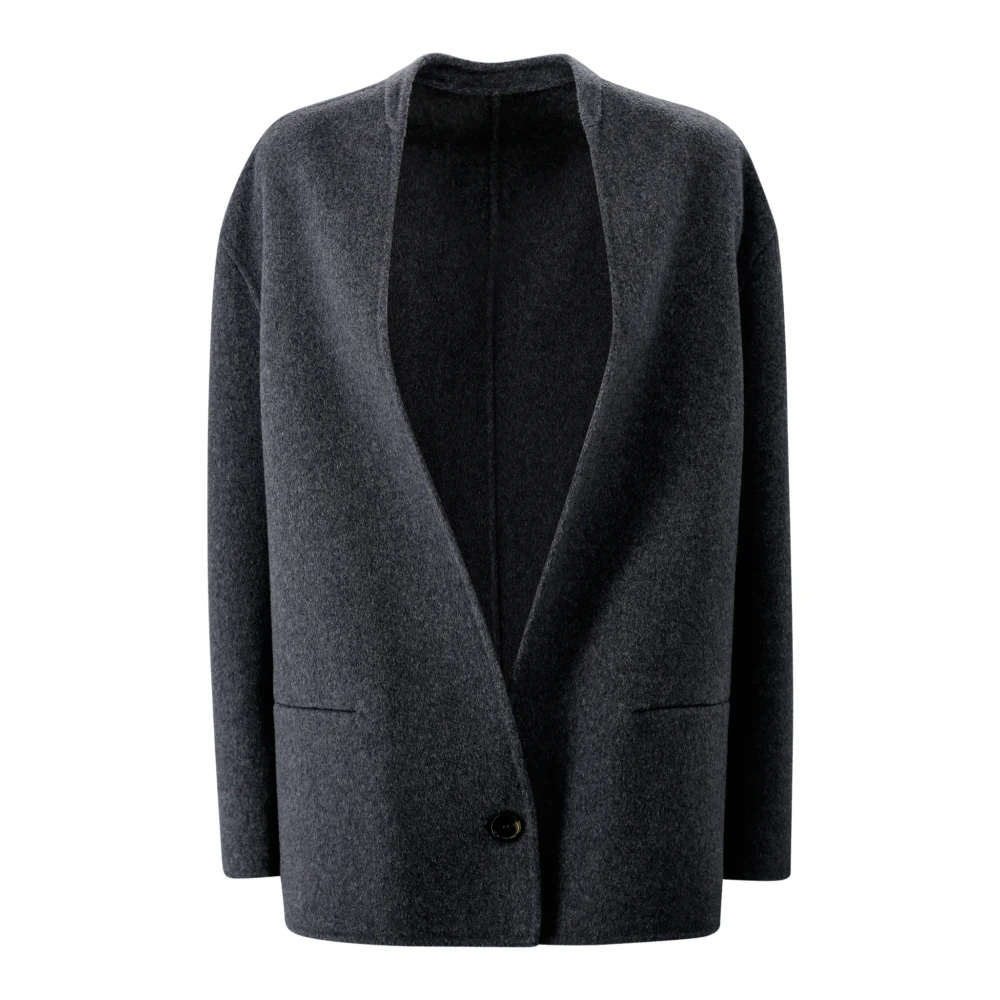 Philosophy di Lorenzo Serafini Grijze Wollen V-hals Jas Gray Dames