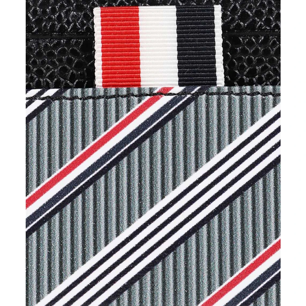 Thom Browne Leren kaarthouder met driekleurig detail Gray Heren