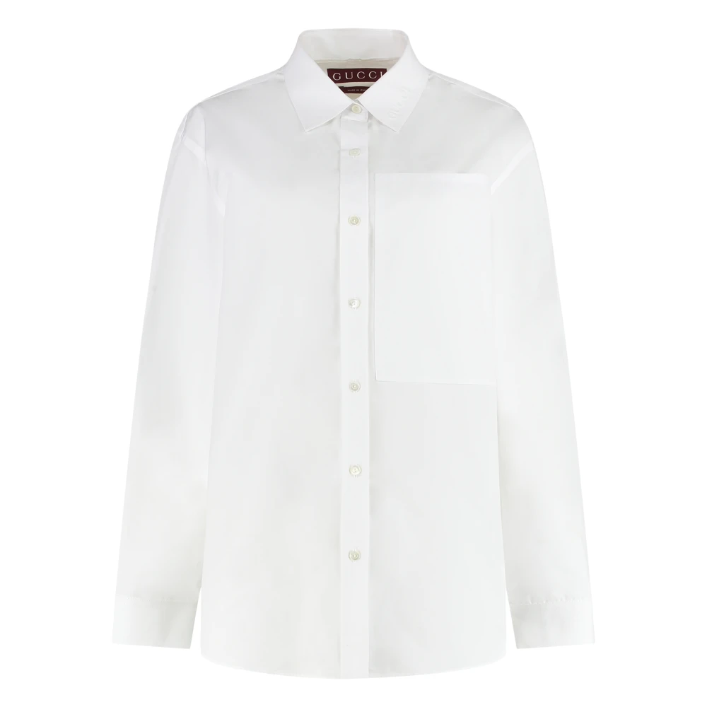 Gucci White Shirts, Female, 2XS, Cotton Poplin Shirt