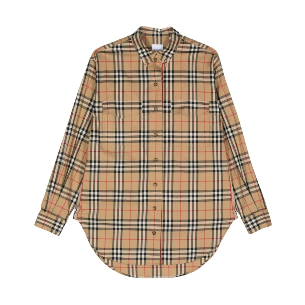 Burberry Vintage Check Button-Down Overhemd Beige Dames