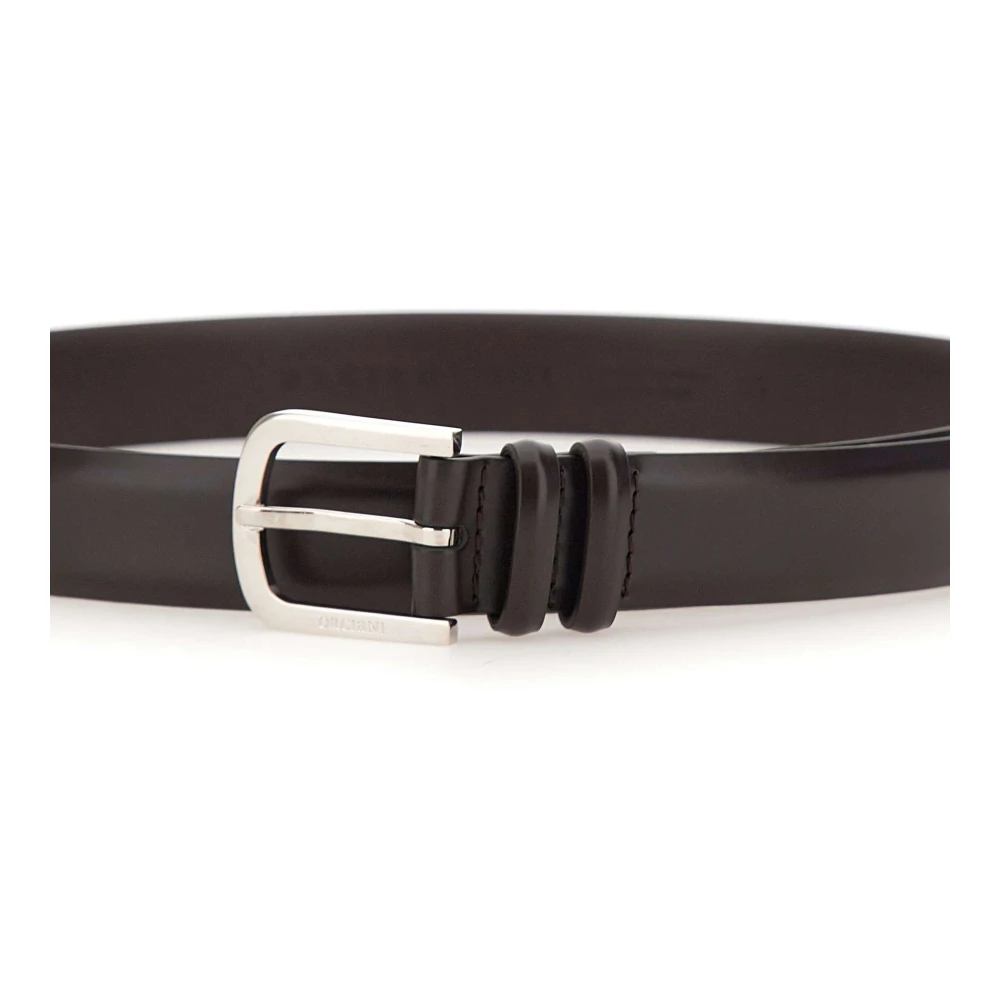 Orciani Bruin Leren Riem met Zilveren Gesp Brown Heren