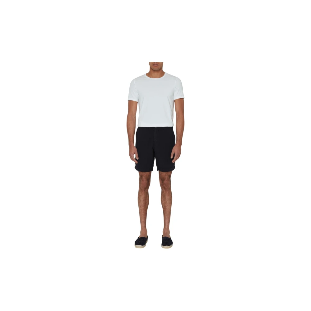 Oscar Jacobson Navy Linnen Blend Zomer Shorts Blue Heren