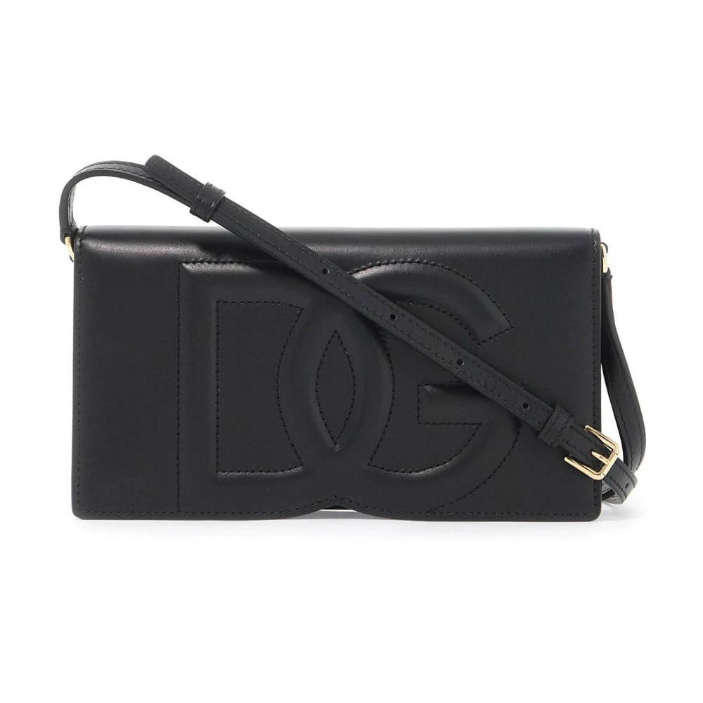 Dolce & Gabbana Gestikte DG Logo Mini Tas Black Dames