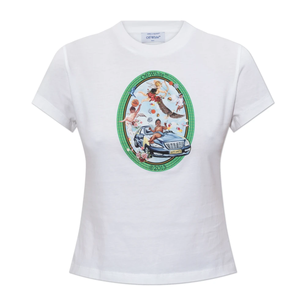 Off White T-shirt met logo White Dames