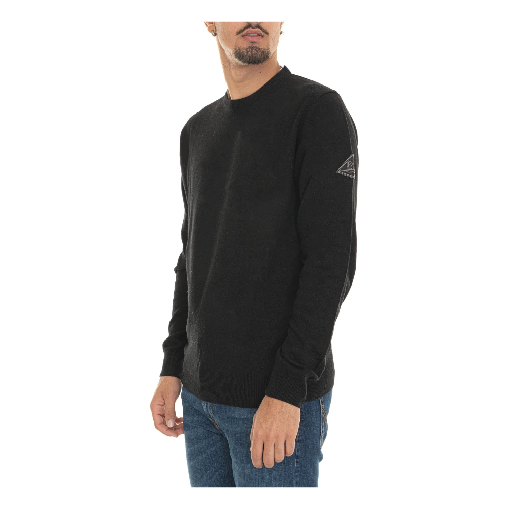 Roy Roger's Ribgebreide Trui met Armmotief Black Heren