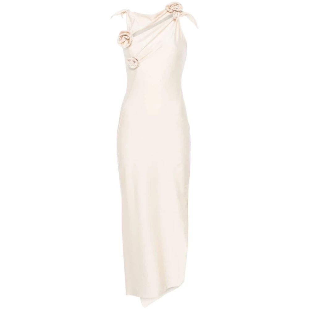 Coperni Bloemenapplicatie Asymmetrische Zoom Jurk Beige Dames