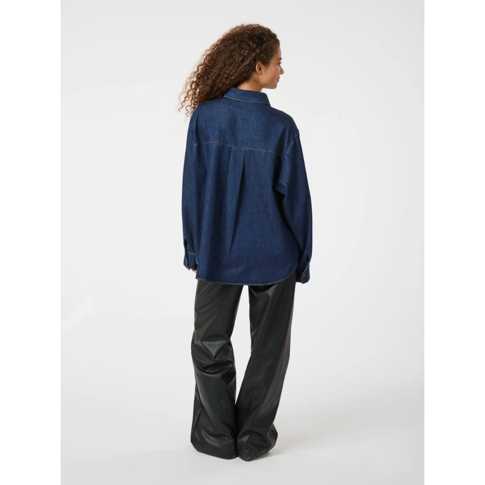 NEO NOIR Donkerblauwe Denim Overhemd Blue Dames