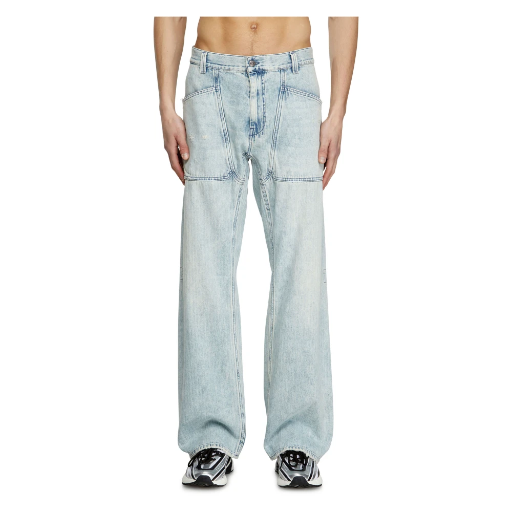 Diesel Relaxed Fit Wijde pijp Jeans Blue Heren